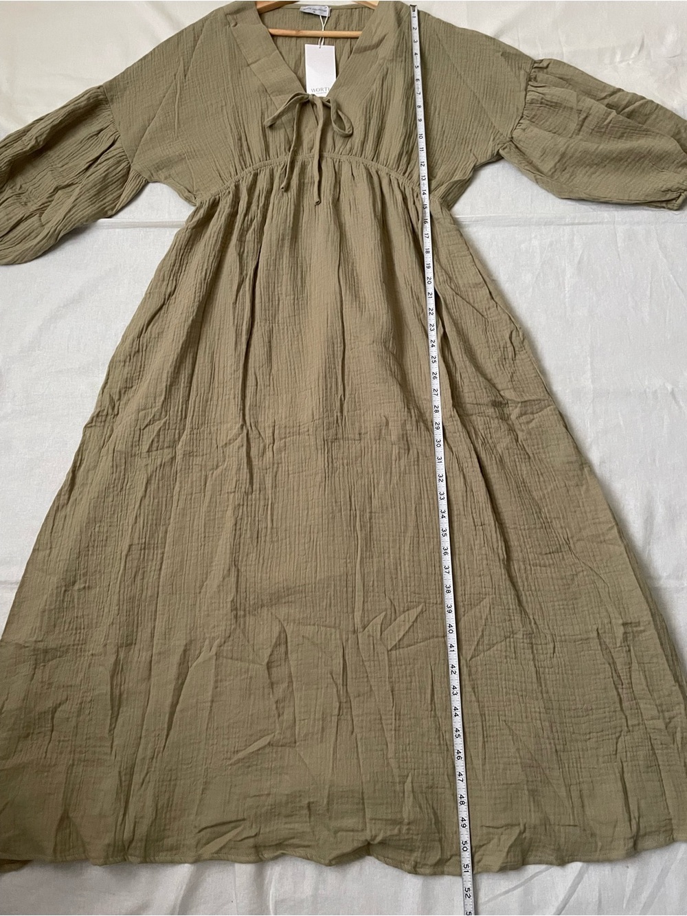 Worth Collective Cotton Gauze Lightweight Dress Green bohemian - Picture 12 of 15